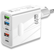 Resim Usb C Şarj 65w Gan Muti 5 Port Hızlı Şarj 3.0 Hızlı Şarj Tipi C Cep Telefonu Eu White ' Beyaz 