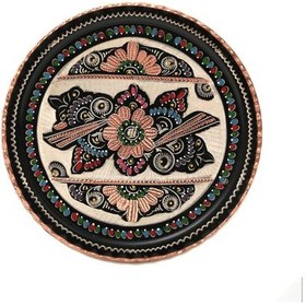 Resim Erzincan El İşlemeli Bakır 25 Cm Yuvarlak Tepsi Mineli 