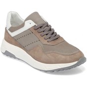 Resim Tergan Gri Hakiki Deri Erkek Sneaker - E24I1AY56859-B43 