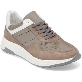 Resim Tergan Gri Hakiki Deri Erkek Sneaker - E24I1AY56859-B43 