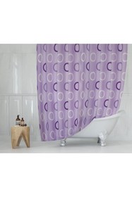 Resim Tropikhome Lila Banyo Perdesi-halka Desen Lüx Mor Renk Duş Perdesi, 180x200 Duş Perdesi Tek Kanat Küvet Perdesi 