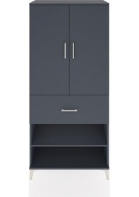 Resim Hyperion Dolap 4 Raflı Tek Çekmeceli 2 Kapaklı 88x44x195 Antrasit-antrasit Antrasit 