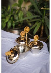 Resim Antepsepeti Bakır Gümüş Kaplama 3'lü Baharatlık Gümüş 