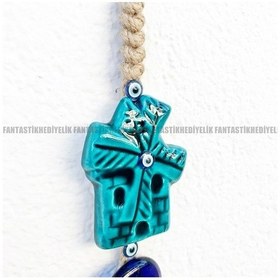 Resim Yel Değirmeni Nazar Boncuk Seramik Bahçe Balkon Kapı Duvar Süs 