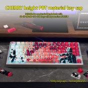 Resim CHERRY Yükseklik PBT Malzeme Tuş Kapakları - Sakura Raven Kiraz Çiçeği & Tilki Maskesi Tasarımı, Şeffaf Beyaz Kırmızı Gri Gradyan, 61/87/98/104/108 Tuşlu Mekanik Klavyelere Uyar, Tuş Kapak Aracı Dahil, Karton Ambalaj 