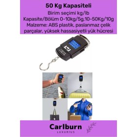 Resim Carlburn Deluxe LCD Ekran Seyahat Bavul Ağırlık Tartı Dijital Çok Amaçlı Taşınabilir Bagaj Tartısı Max 30 kg 