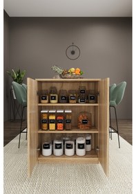 Resim Asra Trend Mutfak Adası MA-04 %100 MDF Dolaplı Yemek ve Bar Masası Sonoma 