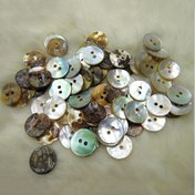 Resim 100 adet 10mm Çift Delikli Doğal Renkli Kabuk Düğmeleri Dikiş ve El İşleri için 