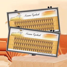 Resim 1 Kutu 60 adet Küme Uzatma Kirpik, Bireysel Kirpikler, Doğal Kalın Sahte Kirpikler, Segmentli Kirpikler 