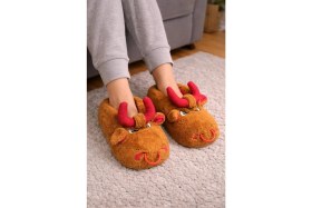 Resim Slipcat Hayvanlı Panduf Ev Ayakkabısı Taba Renk Ses Yapmaz Taban Kadın Kullanıcılar İçin Konfor 