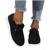 Resim Kadın Düz Ayakkabılar Loafer'lar Giyilebilir Ayakkabılar Günlük Moda Bağcıklı Ayakkabılar Ratetime Siyah 