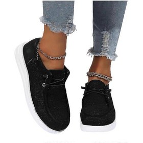 Resim Kadın Düz Ayakkabılar Loafer'lar Giyilebilir Ayakkabılar Günlük Moda Bağcıklı Ayakkabılar Ratetime Siyah 