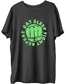 Resim TOP GLORY Eatsleep Baskılı Penye Boks Sporcu T-shirt 