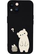 Resim mooodcase Iphone 13 Uyumlu Penguen Ayıcık Desenli Kamera Lens Korumalı Darbe Emici Silikonlu Lansman Kılıf 
