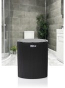 Resim Okyanus Home Mina Siyah Çizgili Yuvarlak Çöp Kovası Siyah 