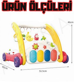 Resim Genel Markalar Oyuncak 2in1 Sesli Işıklı Piyanolu Bebek Yürüteci ve Tavşan Desenli Aktivite Oyun Halısı 