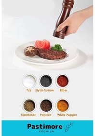 Resim Premium Seri Şık Kullanışlı Mutfak Yemek Kahverengi Ahşap Tuz Karabiber Baharat Değirmen 20 Cm Kahverengi 