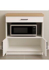 Resim Nexa Çok Amaçlı Dolap - Mikrodalga - Erzak - Mutfak - Kiler Dolabı - 80 Cm Beyaz - Atlantik Çam 