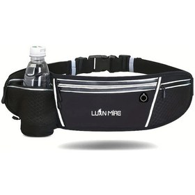 Resim Willowhaven Siyah Koşu Bel Çantası Fitness Spor Su Şişe Kemeri Ayarlanabilir Esnek Siyah 