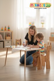 Resim MİRACLE 3D Çocuk Oyun Etkinlik Çalışma Masası Ve Sırt Dayamalı Sandalye Aktivite Masası 