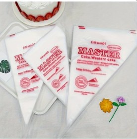 Resim Fochsia 100 Adet Tek Kullanımlık Pastane Poşeti - Şık Beyaz Kırmızı Tasarım Sağlam Kulplu Mutfak Gereci 