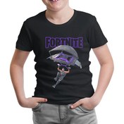 Resim Fortnite - A l'air Siyah Çocuk Tshirt 
