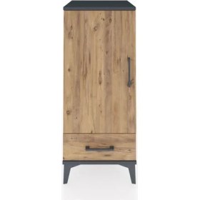 Resim Hyperion Komodin 2 Raflı Tek Çekmeceli Tek Kapaklı 44X44X106 Antrasit-Çam 