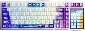 Resim Aula L99 4" Akıllı Dokunmatik Ekranlı 3 Modlu RGB Hot Swap Raindrop Switch Mekanik Kablosuz Oyuncu Klavyesi Mor 