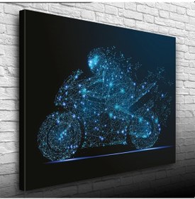 Resim Siyah Ve Mavi Tonlarda Spor Motosiklet Kanvas Tablo 50 X 70 