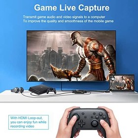 Resim 4K Ses Video Yakalama Kartı, Mikrofonlu Kayıt Kartı HDMI Döngü Çıkışı,Oyun Akışı TV Kaydedici için HDMI - 1080P USB 3.0, Canlı Yayın Yayını 