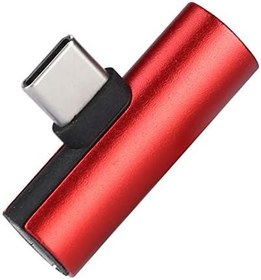 Resim Çift Tip C Dönüştürücü, Alüminyum Alaşım Dayanıklı Tip C Dönüştürücü Type-C Dönüştürücü, Şarj Dinleme için Zarif (Kırmızı) 