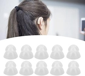 Resim İşitme Amplifikatörü Kulak Uçları, 10 Adet Şeffaf Güvenli İşitme Amplifikatörü Kulak Uçları Yumuşak Silikon Çift Katmanlı Yeniden Kullanılabilir Değiştirme için (Büyük) 