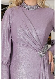 Resim Raika Moda Şık Taş Detaylı Açelya Tesettür Abiye Lavanta 