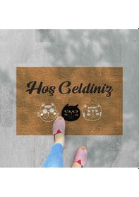 Resim Hoş Geldiniz Yazılır Temalı Coco Görünümlü Dekoratif Dış Kapı Önü Ve Iç Mekan Paspası Bebek Mavisi 