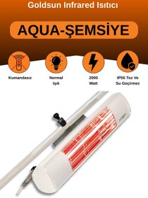 Resim Aqua 2000 Watt GSU20 Şemsiye Tip Kumandasız Suya Dayanıklı Elektrikli Infrared Isıtıcı-Beyaz 