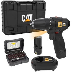 Resim Cat Dx1160 12volt/2.0ah Li-ion Çift Akülü Kömürsüz Profesyonel Şarjlı Darbeli Matkap + Da01901 32 Parça Aksesuar Seti 