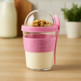 Resim Titiz Taken Go Kapaklı Kaşıklı Pratik Taşınabilir Meyveli Yoğurt Kabı 