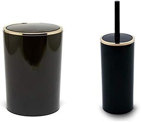 Resim Primanova Lenox Siyah Altın 2 Li Set Çöp Kovası + Tuvalet Fırçası 