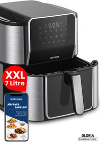 Resim Gloria 7 Litre İnox Geniş Hazneli XXL Dokunmatik 8 Ön Ayarlı Airfryer Sıcak Hava Fritözü GM8405 
