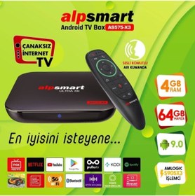 Resim ALPSMART AS575-X3 4k Android TV Box | 4 GB Ram | 64 GB Hafıza 