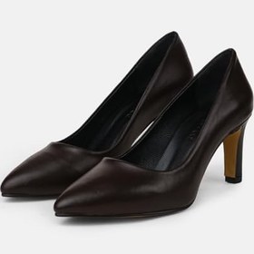 Resim Mio Gusto Beliz Hakiki Deri Acı Kahve Kadın Stiletto Ayakkabı 