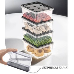 Resim 4'lü 1,5 Litre Block Sızdırmaz Saklama Kabı Seti Antrasit 