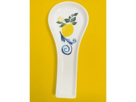 Resim PremiumPort 2'li Mutfak Seti Limon Desenli Seramik Kaşık ve Süngerlik Takımı 