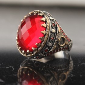 Resim KsrModa Zirkon Taşlı Ayyıldız Işlemeli 925 Ayar Gümüş Yüzük 