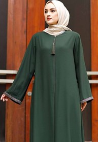 Resim ISTANBUL STYLES Taş kollu Ferace Uzun Kollu Yere Kadar Fermuar Yere Kadar Türkiye İslami Moda 