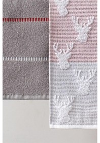 Resim Christmas Yeni Yıl Temalı 2'li Hediyelik Havlu Set 30x50 Cm Beyaz - Kırmızı 