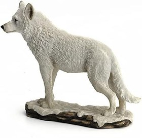 Resim Veronese Design 7 7/8 Uzun Arktik Beyaz Kurt Ayakta Gerçekçi Hayvan Yaban Hayatı Figürü El Yapımı Reçine Heykel Hediye 