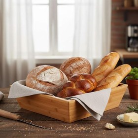 Resim Deconox Bambu Lüx Kare Orta Boy Ekmeklik-Meyvelik 20cm, Bambu Ekmeklik Kare Orta Boy 20cm 