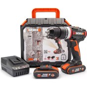 Resim Worx WX-JCR 20Volt 2.0Ah Li-ion Çift Akülü Kömürsüz Profesyonel Darbeli Matkap Vidalama 