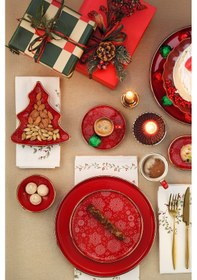 Resim Kütahya Porselen Holyday 4 Parça 27 Cm Servis Tabağı Altın - Kırmızı 